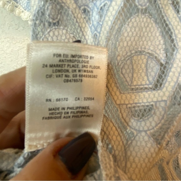 HD in Paris Anthropologie Paris Blue Cream French Lace Peplum Blouse SZ 0 - Picture 11 of 13